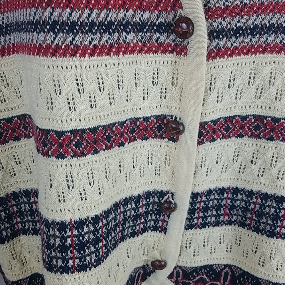 Talbots, Black, creme and red sweater vest, Sz M - Picture 6 of 9